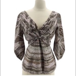 BCBG silk almost off the shoulder blouse